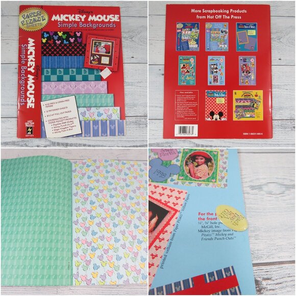 5 Disney Scrapbooking Character Print Paper Sheets Pages Cutouts Book ...